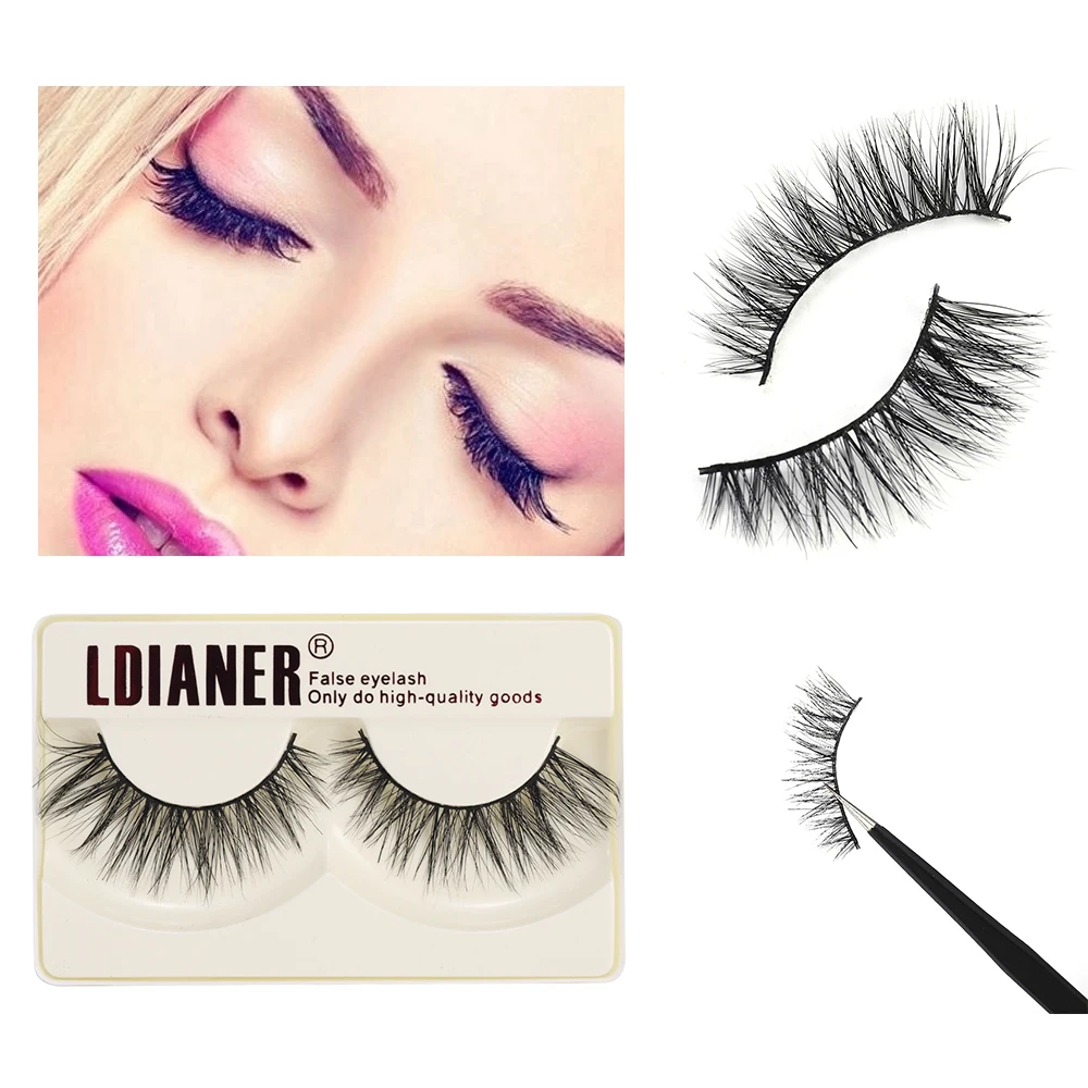 

Women False Eyelashes Faux 3D Mink Natural Bushy Eyelashes Crossing Fake Lashes Hand Made Strip Eyelash Extension Makeup Tools
