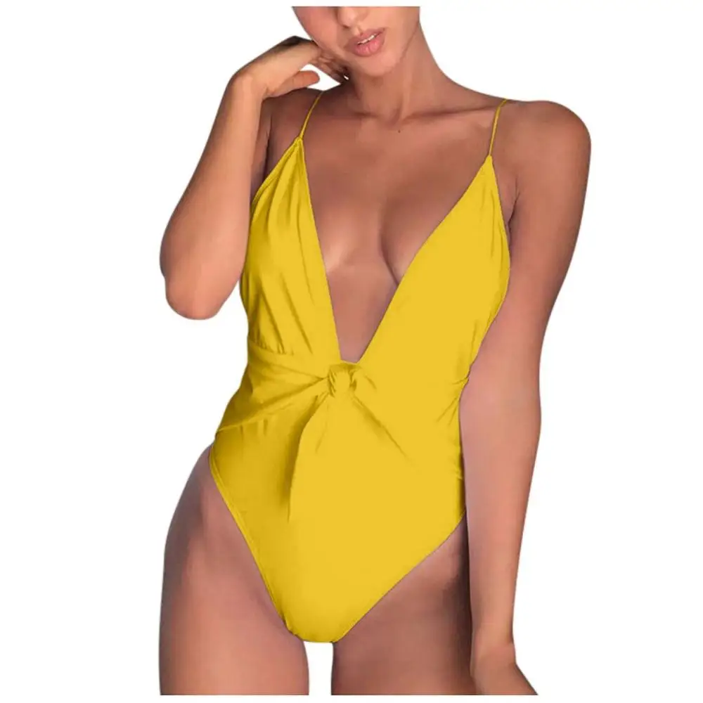 

Women Swimwear Sexy Jumpsuit Patchwork High-waisted Bikini One Piece Push-Up Swimsuit Bathing Clothing Outdoor New 2020