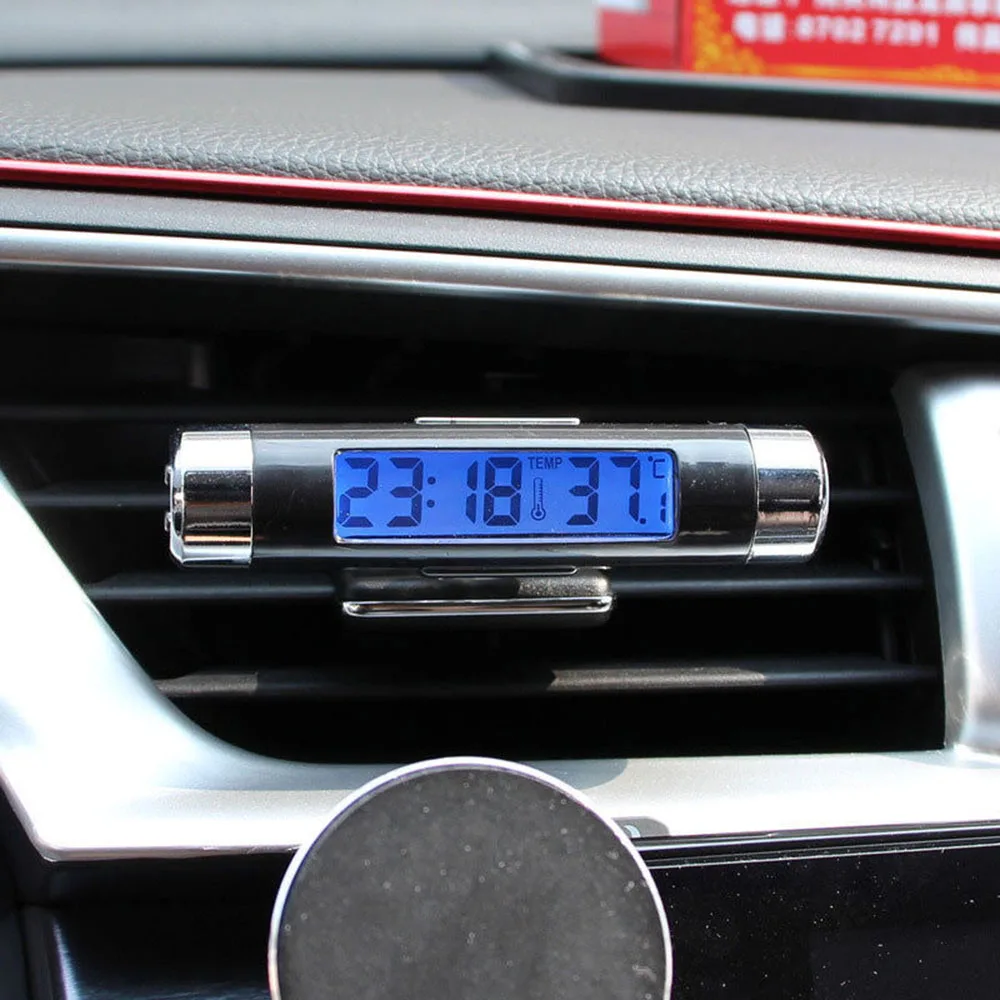 Portable 2 in 1 Car Digital LCD Clock & Temperature Display Electronic Clock Thermometer Car Automotive Blue Backlight With Clip Portable 2 in 1 Car Digital LCD Clock & Temperature Display Electronic Clock Thermometer Car Automotive Blue Backlight With Clip