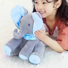 Faça um som elefante animais de pelúcia brinquedo música elétrica divertido brinquedo interativo agitar a orelha peekaboo gato dumbo crianças presente
