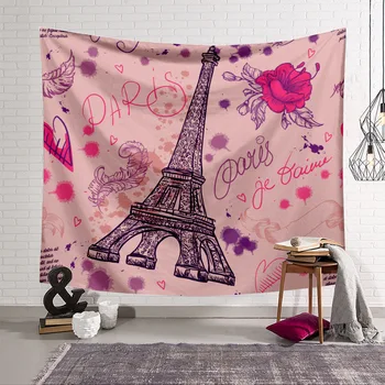 

Europe Romantic City Paris Eiffel Tower Pattern Tapestry Wall Hanging for Home Decorative Sleeping Mat Mural Beach Mat Tapestry