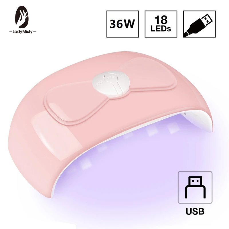 Ladymisty Сушилка для ногтей 36 Вт УФ лампа для ногтей Светодиодный УФ-лампа 18 светодиодный s мини-лампа с USB для маникюра ЖК-дисплей Дисплей сушки всех видов Гель-лак для ногтей