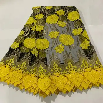 

2020 Latest Guipure Lace Cord Lace Embroidery French African Cord Lace Fabric High Quality Nigeria Lace Fabric For Wedding JAUN