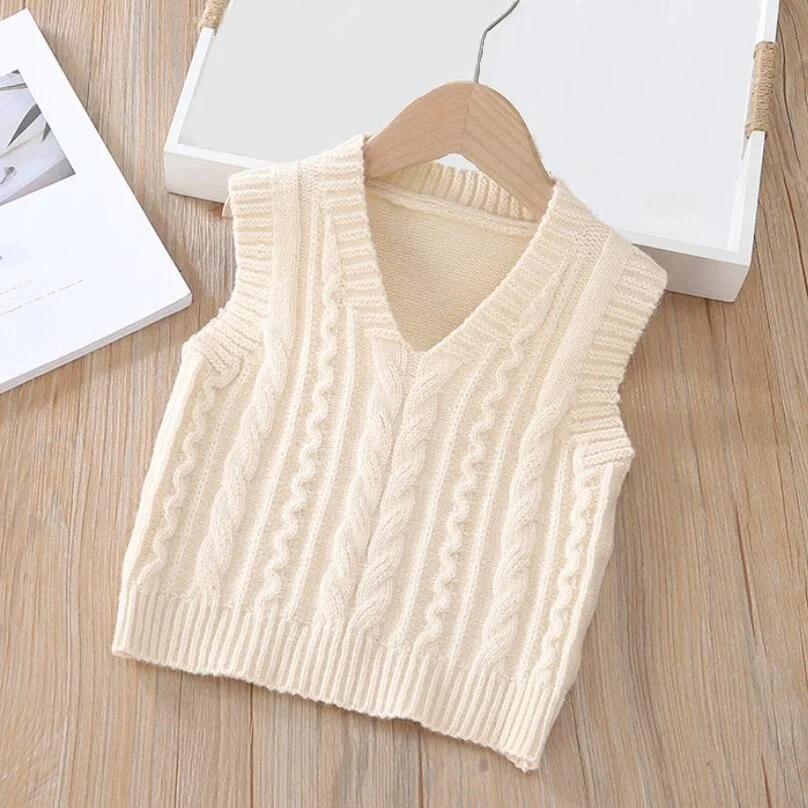 Baby Toddler Clothes School Boy Girl Vest Children Waistcoat Sleeveless Knitted Pullover Sweater Kids Vest For Boys Girls children vest