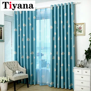 

window curtain children room White Clouds Design Cartoon Curtains For the Living Room Kids Bedroom Curtain Voile Drapes P125X