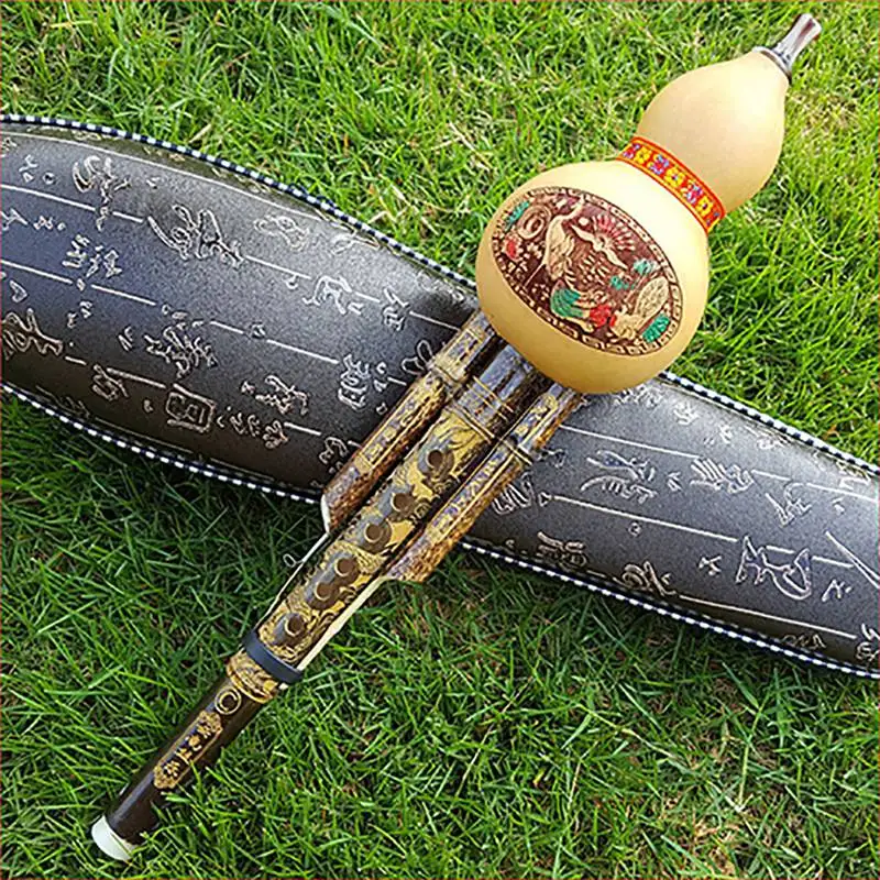 Ручной работы китайский традиционный Хулуси черный бамбук Тыква кукурбит флейта люди музыкальный инструмент Ключ C для начинающих