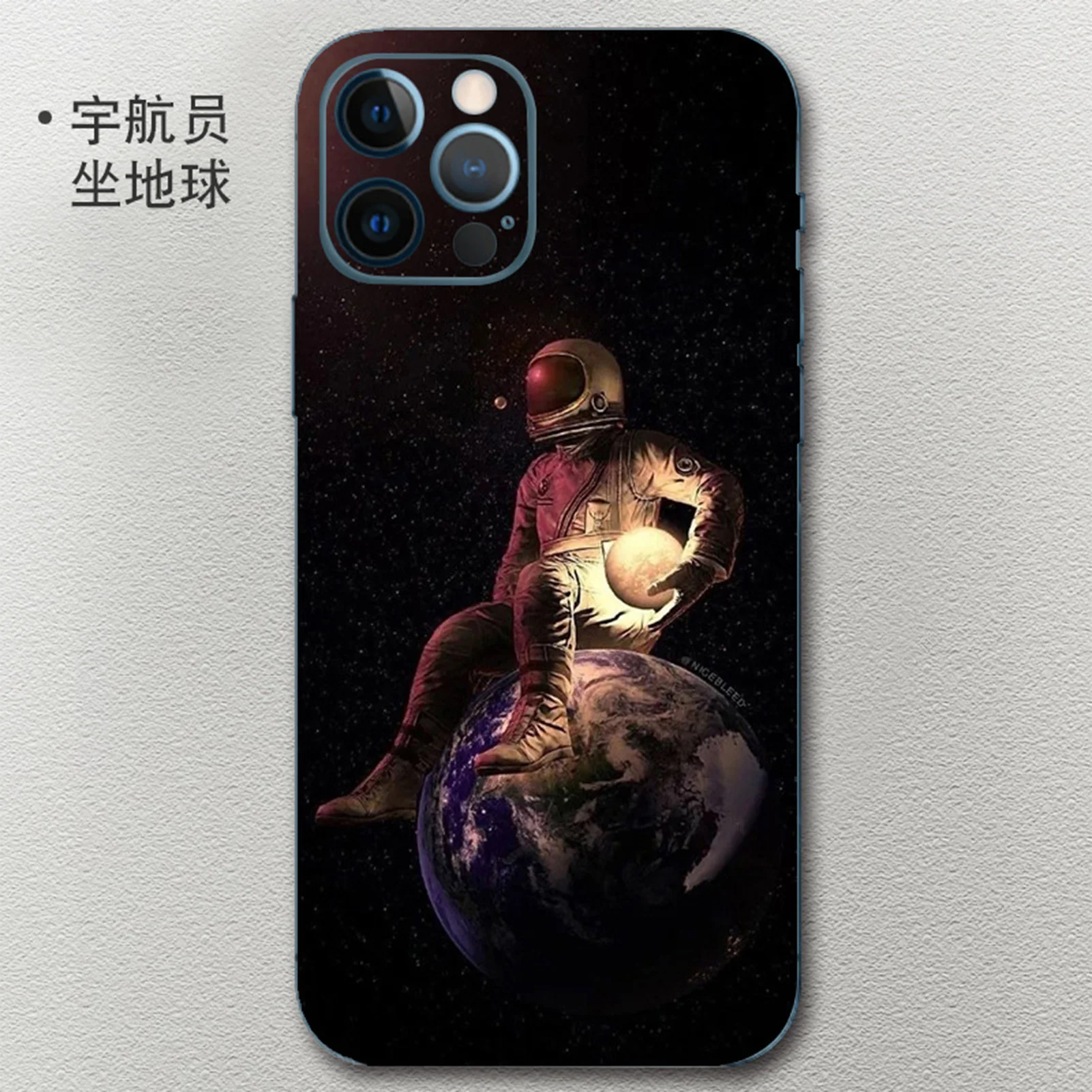 Cute Astronaut Phone Back Sticker Skins For iPhone 13 Pro Max 12 Pro Mini 11 Pro Matte Wrap Skin Cartoon Sticker Film iphone 13 pro phone case