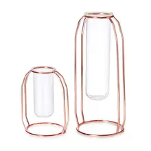 Легкий набор ВАЗ из 2 металлических вазы для цветов стеклянная ваза кашпо террариумы вазы золотистого цвета вазы для растений стеклянные вазы цилиндрические вазы для декора C