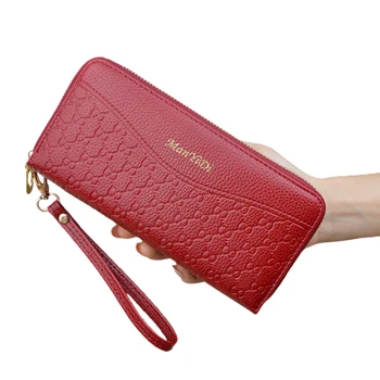 

Wallet for Women, Delicate Texture Long Zip Around Ladies Wallet Clutch Credit Cards Organizer with Wrist strap