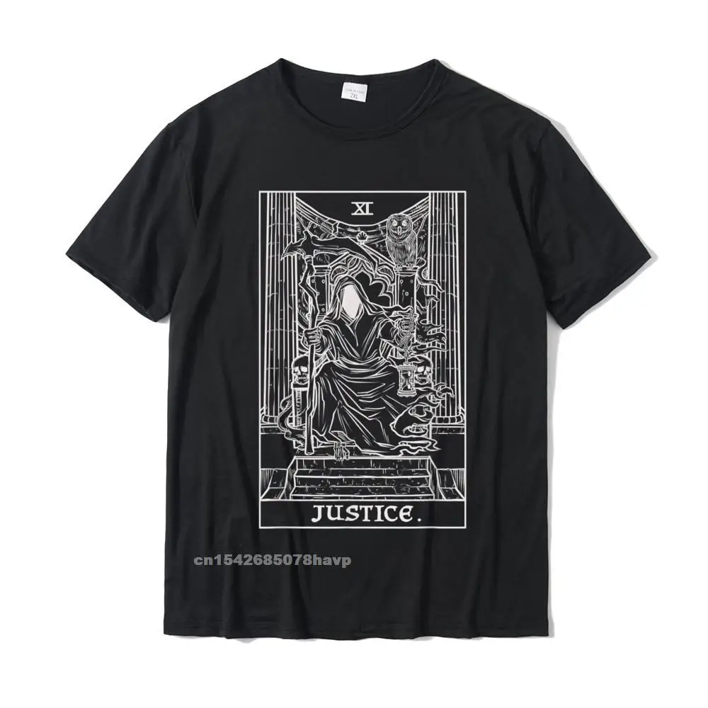 Street 100% Cotton Top T-shirts for Men Short Sleeve Birthday Tops Shirts Rife NEW YEAR DAY Crewneck T Shirt Personalized Justice Tarot Card Grim Reaper Halloween Goth Horror Occult T-Shirt__2656.Justice Tarot Card Grim Reaper Halloween Goth Horror Occult T-Shirt  2656 black.