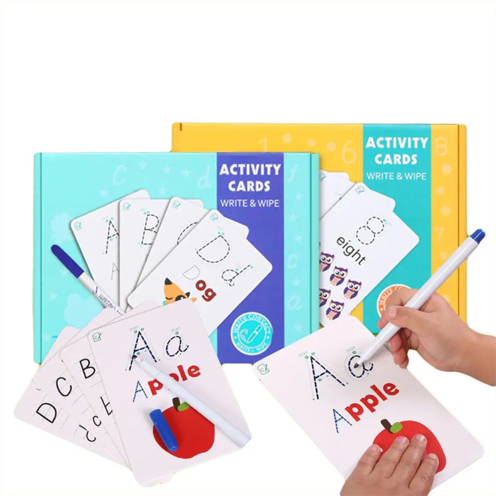 

Rewritable Alphabets Flash Cards Marker Sharpener Kit Educational Children Toy