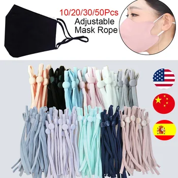 

Hot 50Pcs mask Sewing Elastic Band Cord with Adjustable Buckle Stretchy Mask Earloop Lanyard Earmuff Rope DIY Making Supplies