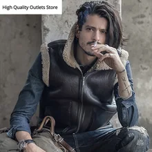 Жилет из натуральной кожи, мужская куртка без рукавов из овчины, Мужская Меховая куртка из натуральной кожи, верхняя одежда, жилеты, модные, с защитой от холода