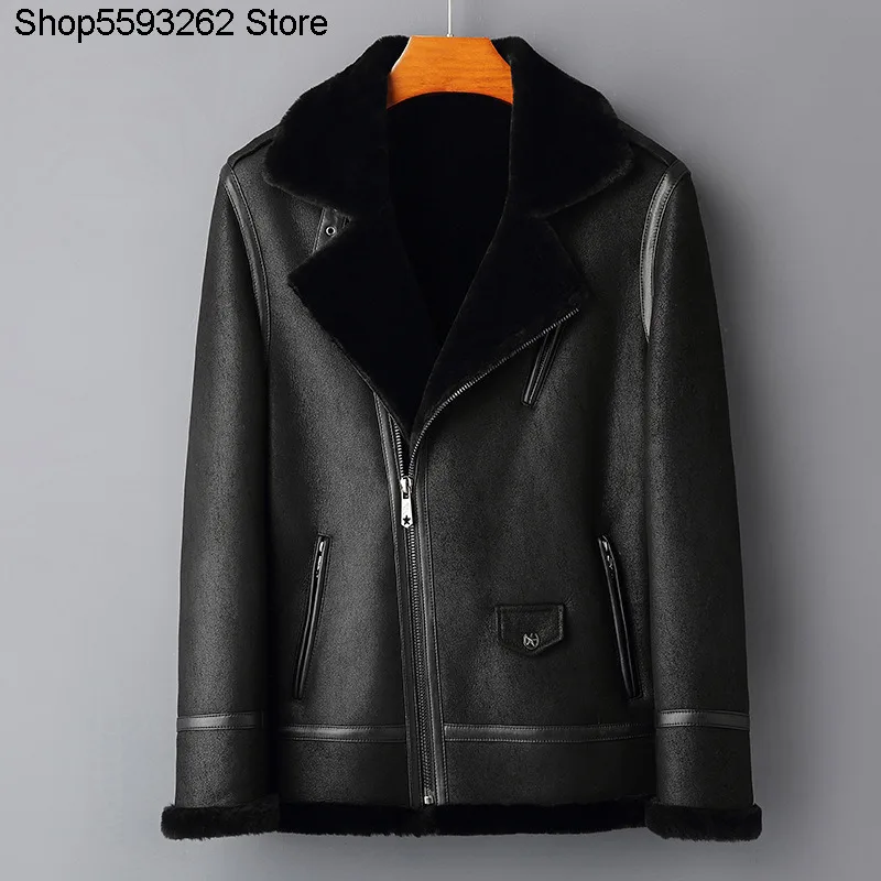 

Winter Style Original Ecology Fur One Piece Coat Male Genuine Leather True Wool Locomotive Jacket Keep Warm Sheep Shearing Fur