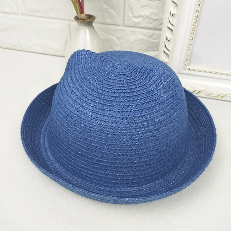 Children Straw Hat 7-color summer sandal outing travel men and women baby cat ear sun gorro beach hat women sun hat