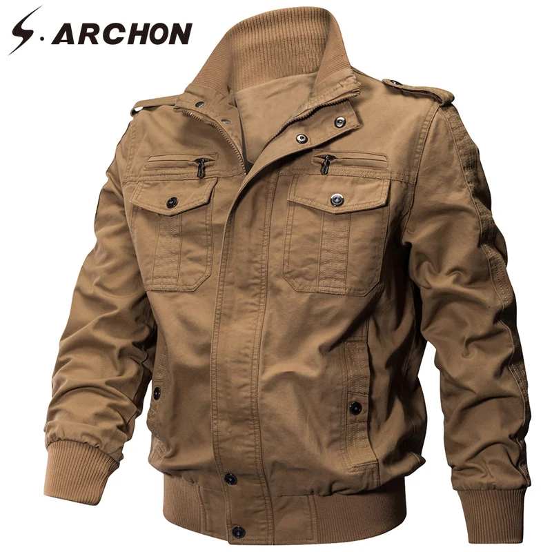 S. ARCHON зимняя военная куртка мужская хлопковая куртка-бомбер теплая Толстая куртка пальто повседневная грузовая воздушная сила пилот