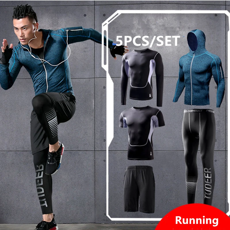 Sports Suit Men Running Set Jogging Basketball Underwear Tights Gym Fitness Tracksuit Training Clothes sports suit