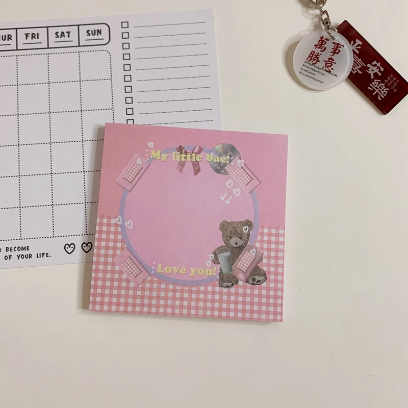 50 Sheets Ins Hot American retro style cute bear Mini Portable Notepad Diary Book Exercise Book Papelaria School Office Supply