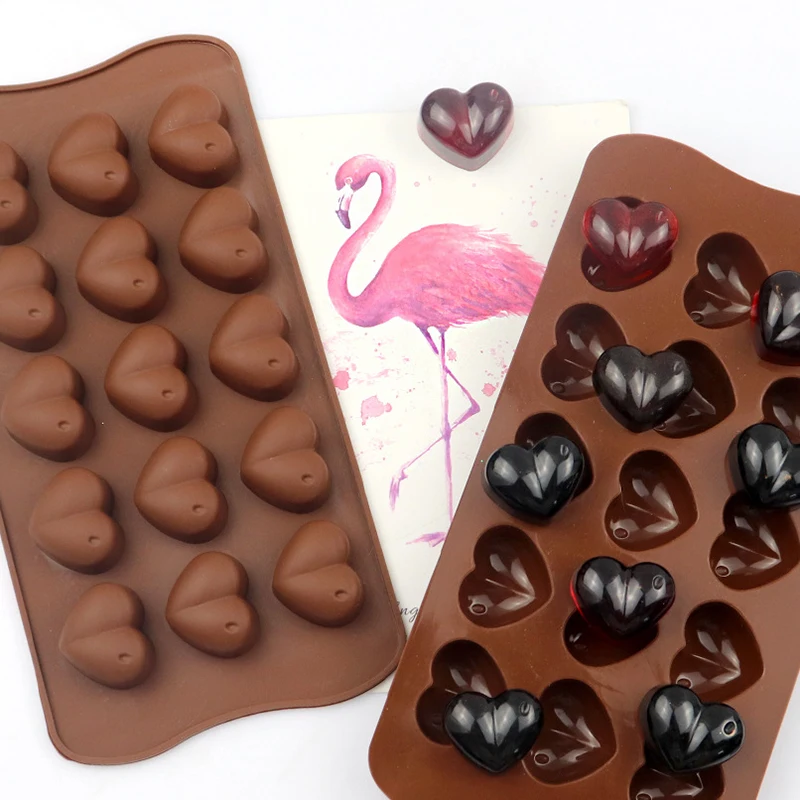 

DAISUHOOM-Heart Silicone Chocolate Mold, Bakeware, Pan Decorating Tool, Soap, Jelly, Biscuit, Candy, Dessert, Pastry, 15 Cavity
