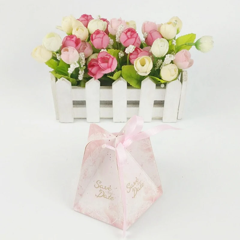 Small Unique Pentagon Gift Box Retro Paper Gift Box Portable Romantic Candy Gift Box For Wedding 50PCS