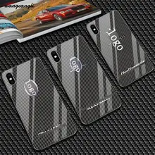 For Maserati car logo for iPhone 7 and tempered glass case for iPhone  X/XS/XR/XSMAX/ 6 6S Plus carbon fiber pattern housing