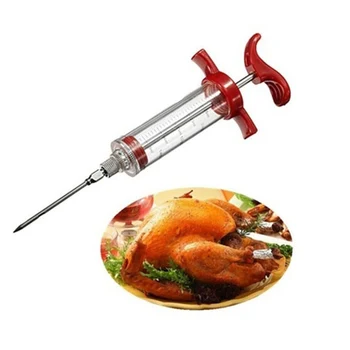 

Stainless Steel Needles Spice Syringe Marinade Injector Flavor Syringe Cooking Meat Poultry Turkey Chicken BBQ Tool
