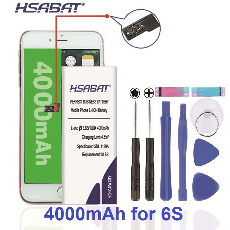 HSABAT 4000mAh батарея мобильного телефона для iphone 6s 4,7 дюймов/для iphone 6s 4,7 ''/для iphone 6GS посылки в пределах инструментов и наклеек