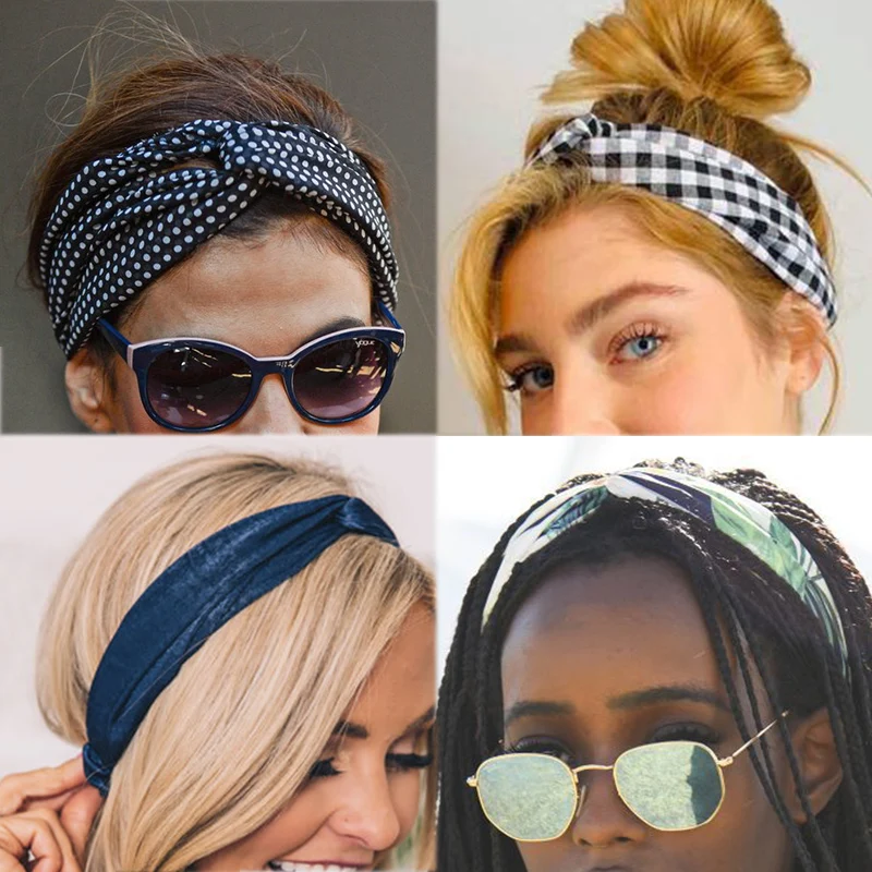 Vintage Floral Print Knot Women Headband | Fashionable Hairband for Girls | Leopard Headband Hair Accessories - Solid Color Flower Headwear image 6