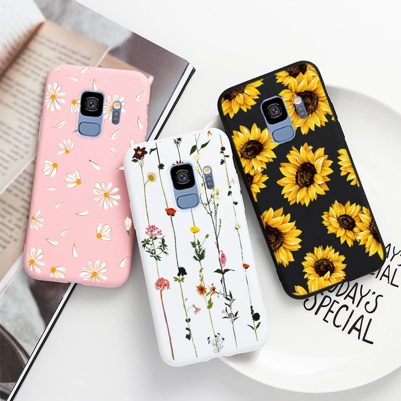 ТПУ чехол для Samsung Galaxy S9 Plus мягкий силиконовый s9plus S 9 Защитный матовый с цветами |
