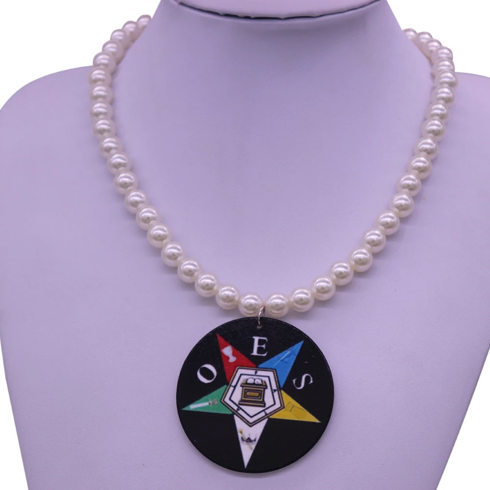 Греческая буква Sorority Fraternity Order Of Easter Star напечатала OES жемчужные ожерелья масонское общество ювелирные изделия