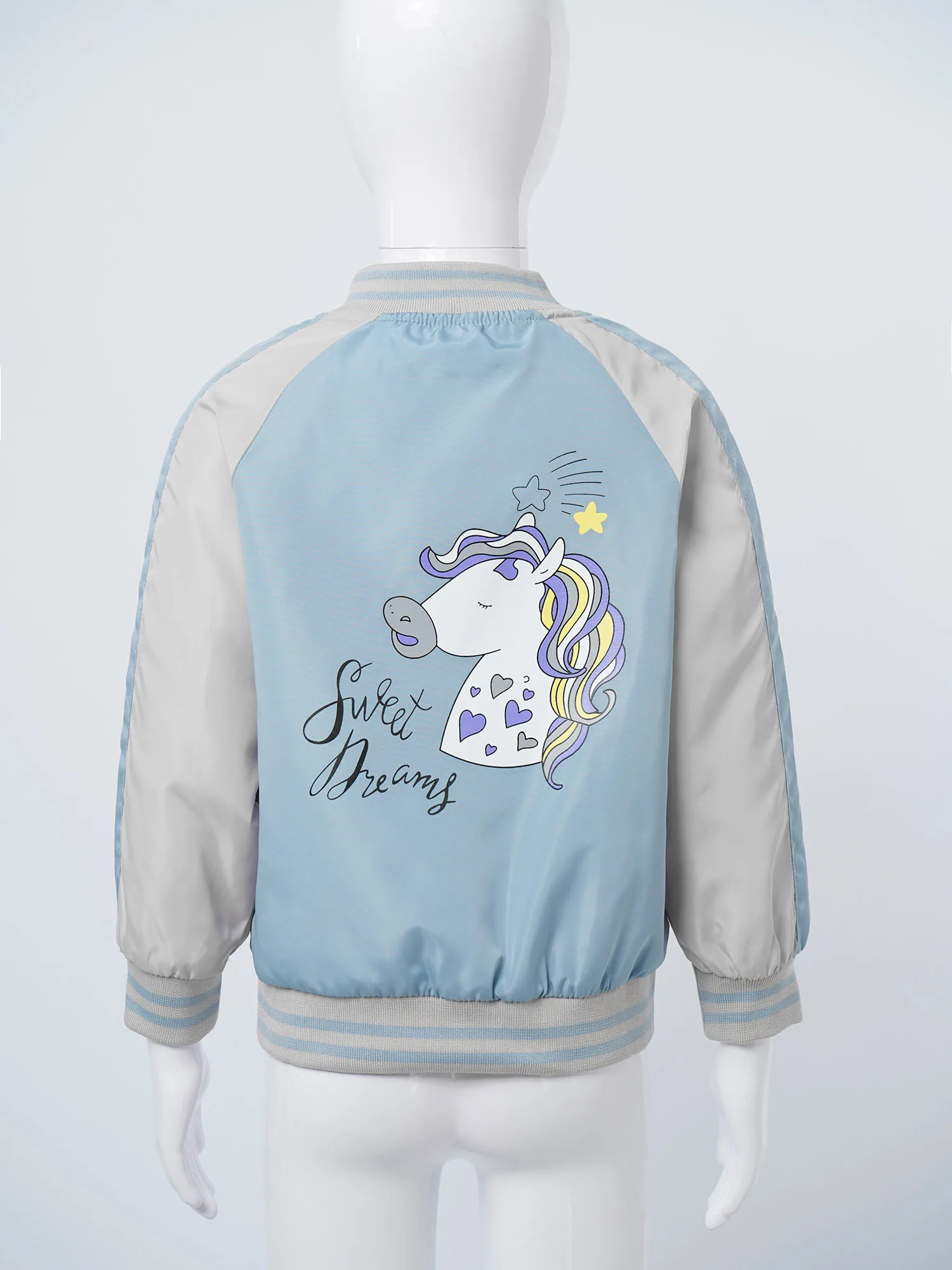 Autumn Kid's Jacket Coat Cute Style Cartoon Print Girls Coat Sport Jacket Tops Winter Thick Pink Blue Children Clothes