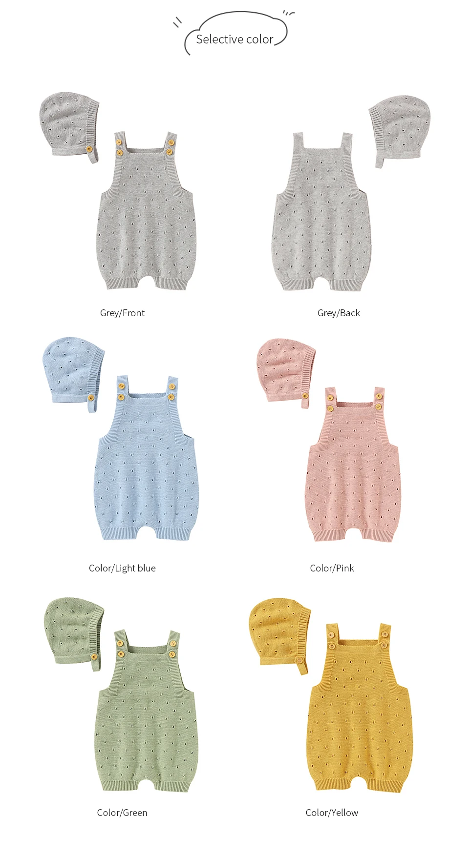 Baby Rompers 100%Cotton Knitted Newborn Girls Boys Jumpsuit Outfit Sleeveless Toddler Infant Summer Clothing Playsuit Hat 0-18M Newborn Knitting Romper Hooded 