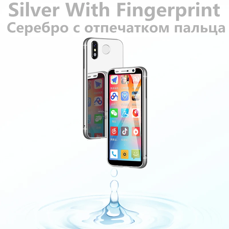 Silver Fingerprint Melrose карманный мини-смартфон с отпечатком пальца ультратонкий 3,4 дюймов MTK Android 8,1 Google Play Store студенческий Android Мобильный fone - Цвет: Silver Fingerprint