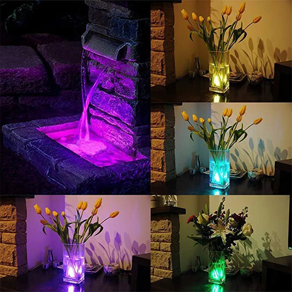 RGB Submersible Led Lights Mini Waterproof Underwater Night Lamp Outdoor Pond Pool Vase Bowl Garden Xmas Party Decoration Lights underwater led strip lights