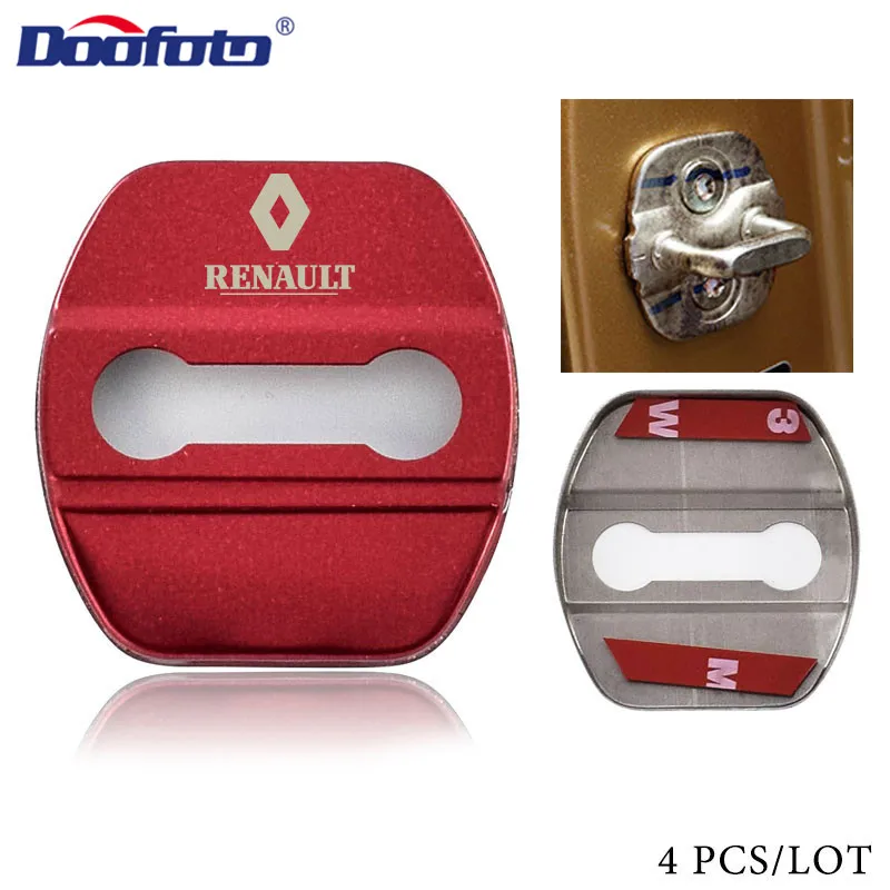 Doofoto 4x крышка дверного замка автомобиля для Renault Duster Megane 2 Megane 3 Clio Fluence Logan Captur Laguna 2 Scenic 2 аксессуары чехол - Цвет: Style 2 Red