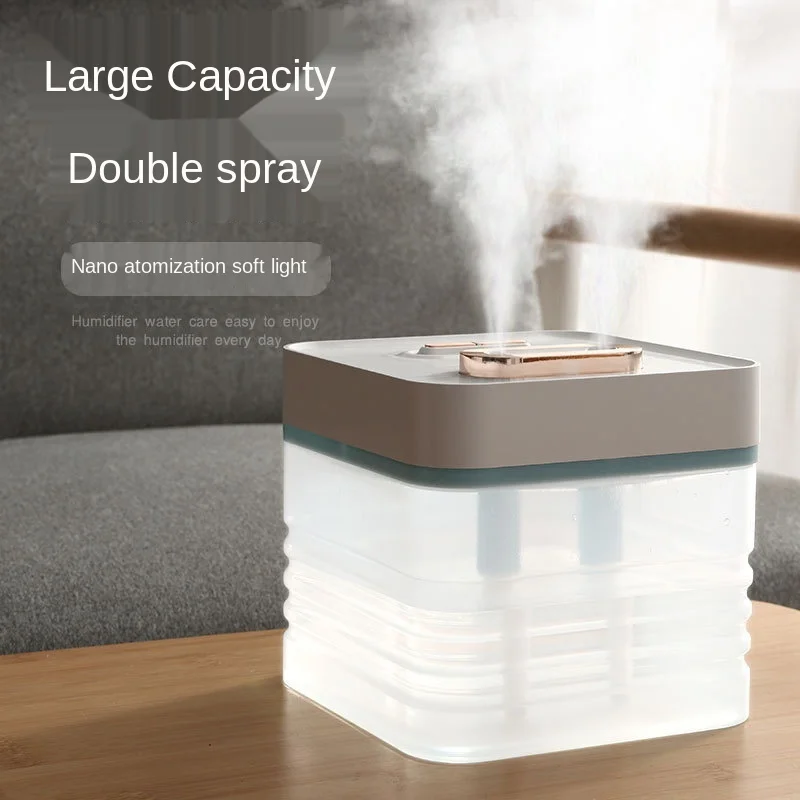 

New Large-Capacity Double-Jet Humidifier Household Desktop 2.5-Liter Air Purifier Colorful Light Atomizer Portable Oil Diffuser