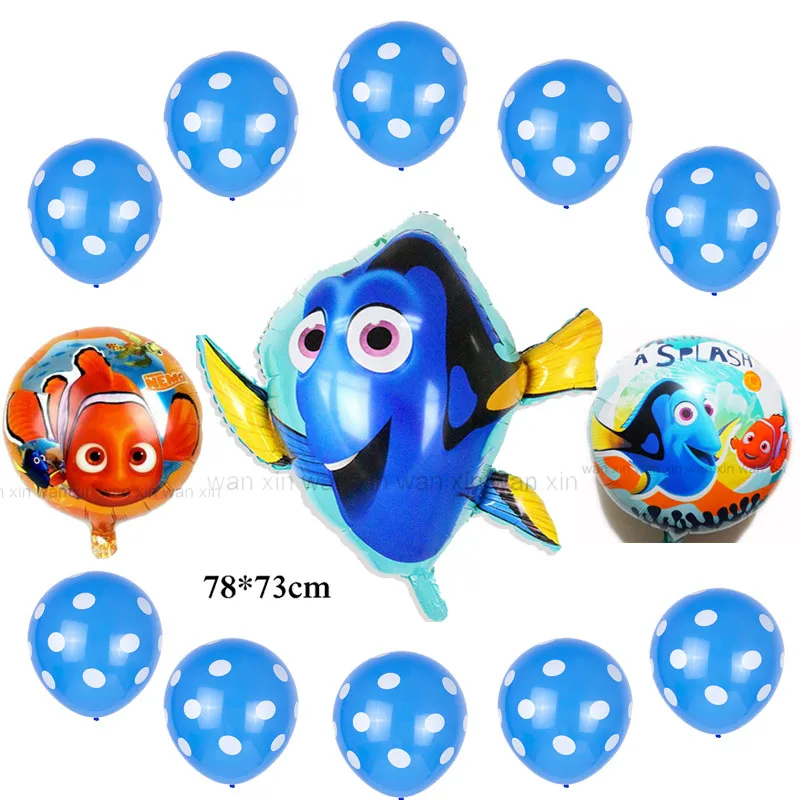 13pc set dory 13 шт./лот) вечерние шары Дори, набор классических игрушек, 18 дюймовые Круглые фольгированные шары Дори Нено и 10 латексных воздушных шаров, вечерние шары - Цвет: 13pc set dory