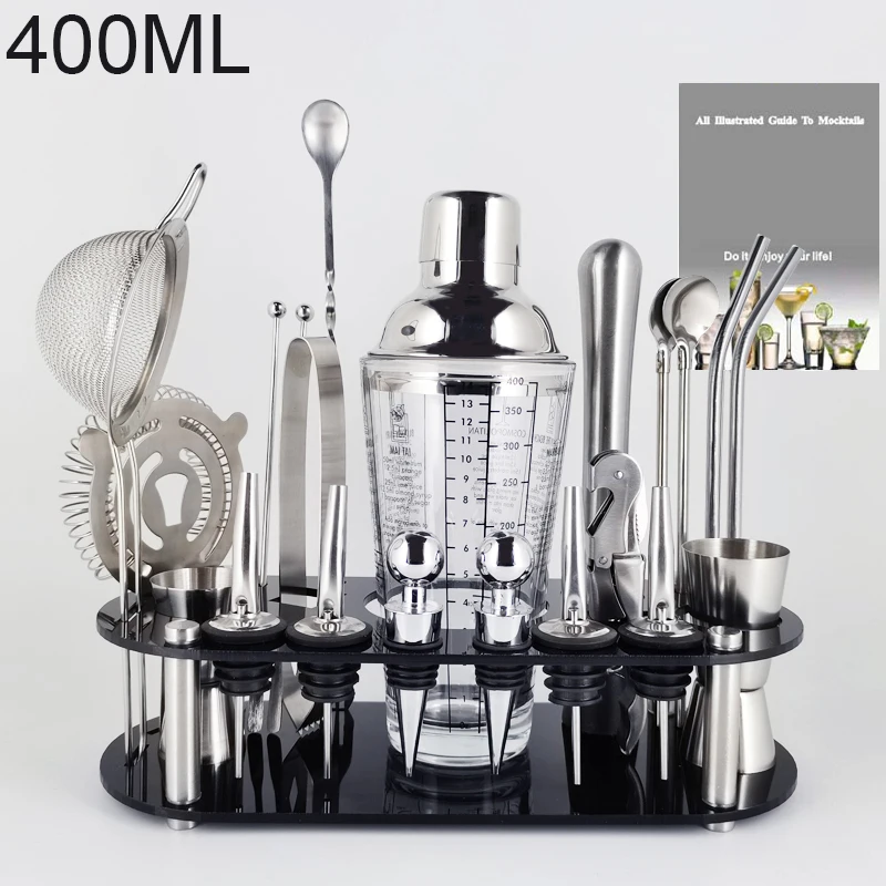 1-22pcs Stainless Steel Cocktail Shaker Set Cocktail Bar Tools