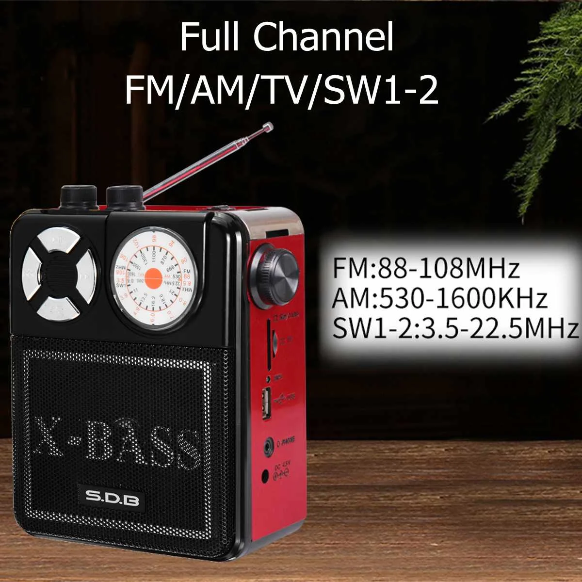Полноканальный Ретро высокочувствительное радио FM AM SW1-2 портативное радио USB TF SD MP3 Воспроизведение перезаряжаемый