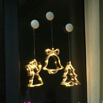 

LED Christmas Decoration Sucker Lamp Christmas Tree Bell Snowman Reindeer Snowflake Five Pointed Star Love Lantern String Lights