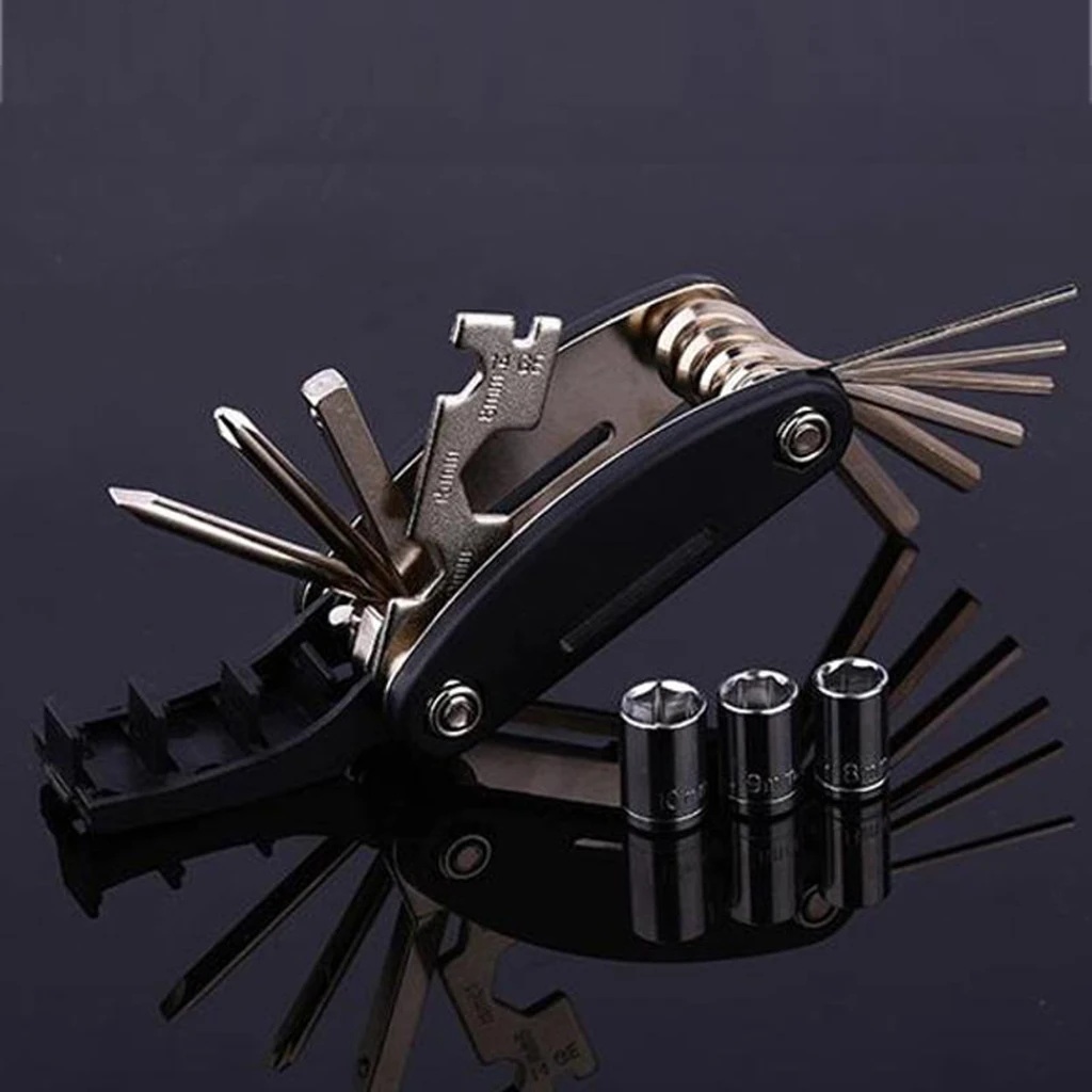 16 In1 Bike Bycicle Cycling Mini Fold Repair Tool Kit Multi-Function Hex Wrench Nut Tire Repair Hex Allen Key Screwdriver Socket