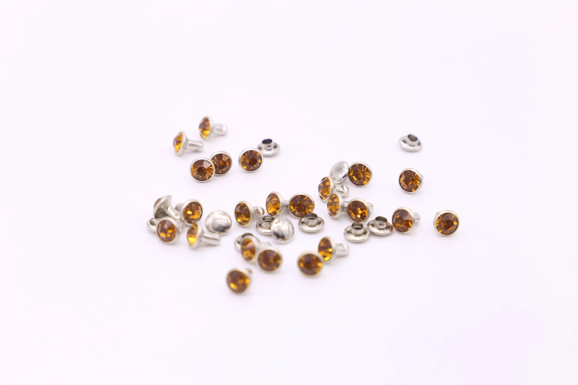 Description Picture 6 of item30-100Sets 6mm Color Crystal Trim Rhinestone Garment Rivets Diamante Studs DIY Crafts Leather Bag Decor Spikes Glass Drill Nail