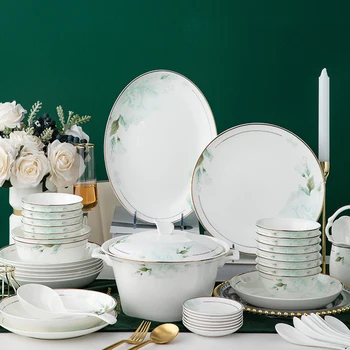 

Jingdezhen Ceramic Dinnerware Set Kitchen Tableware Dinner Dish Ceramic Plates and Dishes Bowls 60 pcs combination dishes set