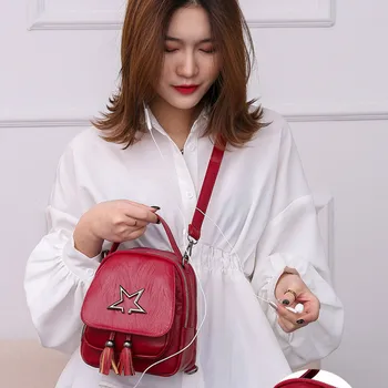 

mini backpack Girls party bag shoulder bag 2020 female bag zipper fashion anti-theft backpack casual small school bag red black
