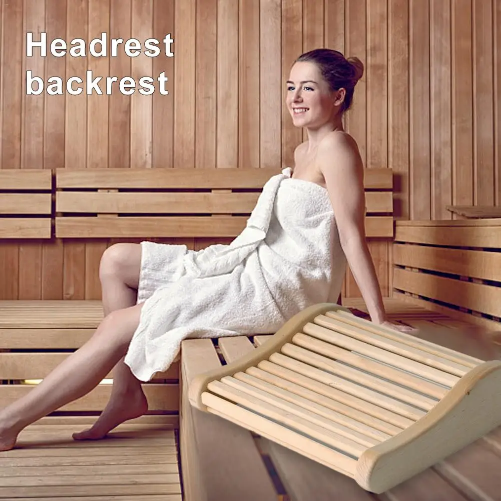 

Sauna Headrest Backrest Arc Wooden Bathroom Sauna Accessories