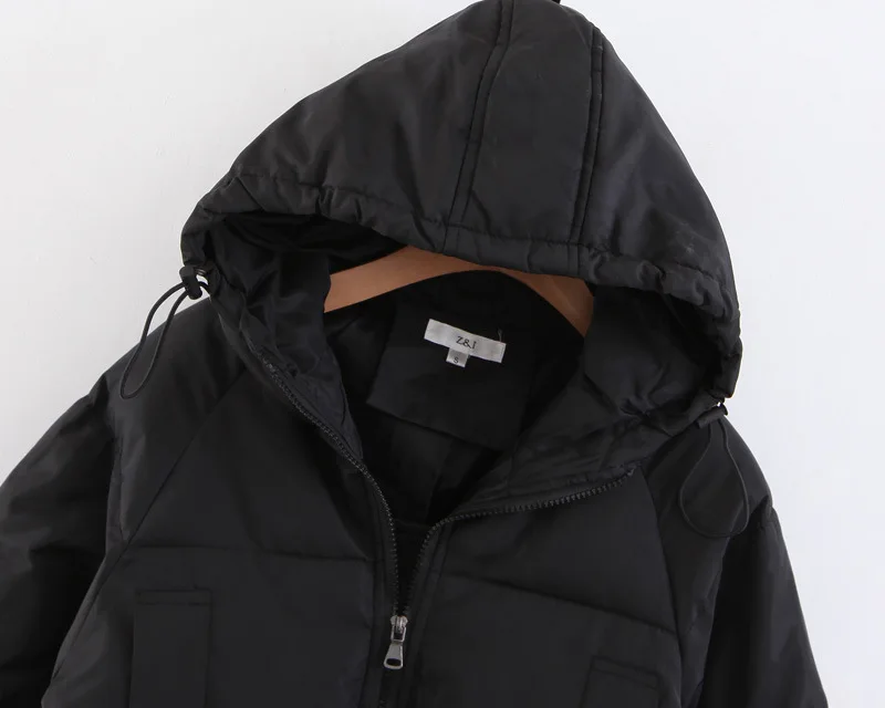 Winter New Style Korean-style Loose-Fit Simple Solid Color Hooded Long Cotton-padded Clothes Women Jacket er se ru