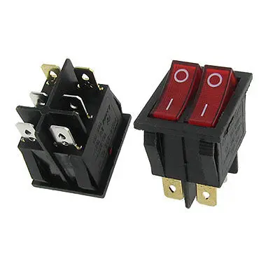 

5pcs x Red Light Illuminated Double SPST ON/OFF Snap IN Boat Rocker Switch 6 Pin