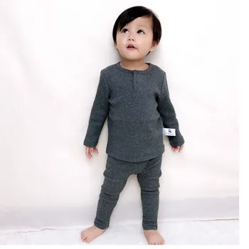 

2020 New Children Clothes Girls Boys Kids Pajama Sets For Baby Ribbed With Pants Soft Long Sleeve Spring Autumn Winter Boy
