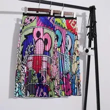 Принты животных из мультфильмов пляжная юбка размера плюс длинная юбка макси летняя эластичная талия атласная плиссированная юбка винтажная уличная одежда для девочек