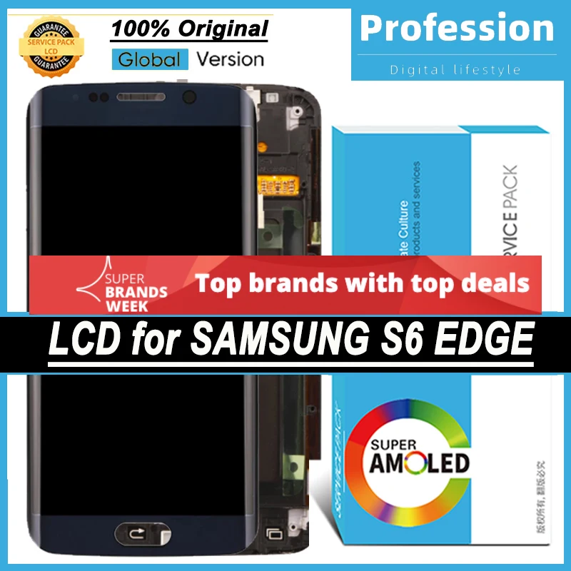 100% Оригинальный 5 1 'ɺMOLED дисплей для Samsung Galaxy S6 edge G925 G925I G925F ЖК сенсорный экран